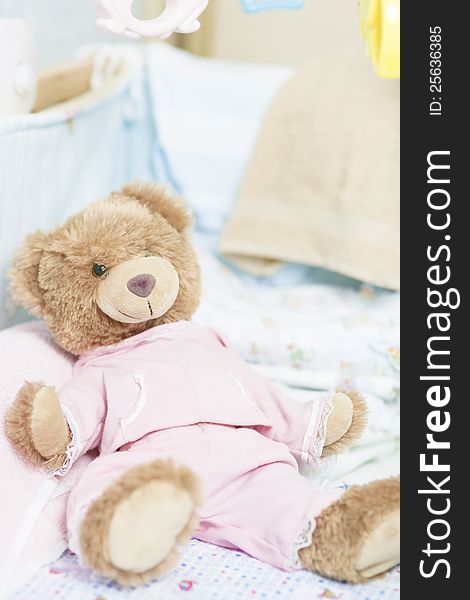 Teddy bear toy for a newborn