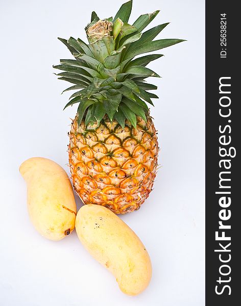 Tropical fruit. Pineapple and mango,Fresh Fruit for Health, Thailand.