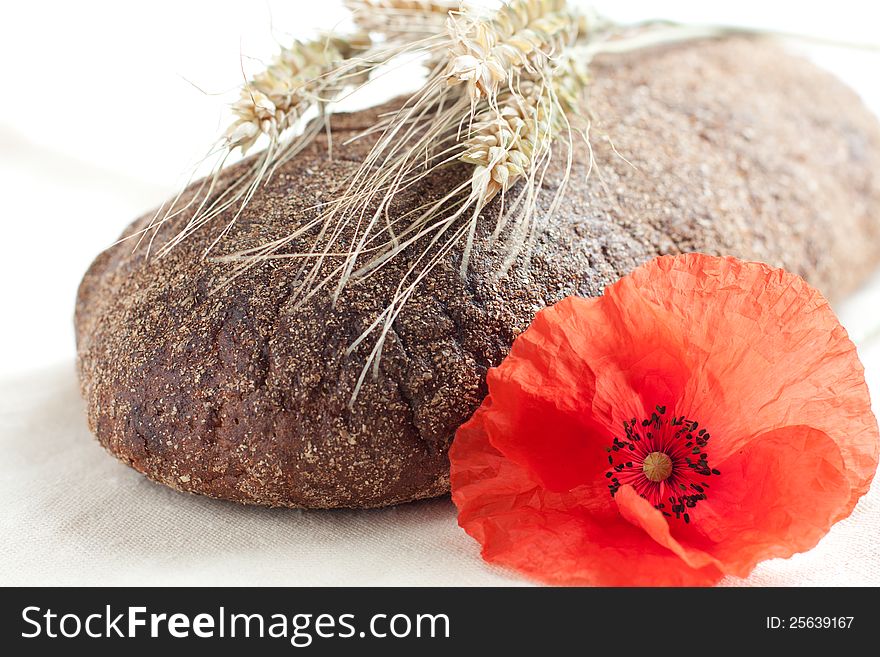 Whole Rye Bread And Wheat Ears