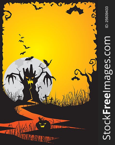 The celebration of Halloween night, Vector background.