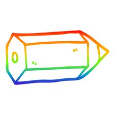 Rainbow Gradient Line Drawing Cartoon Colored Pencil Stock Photography