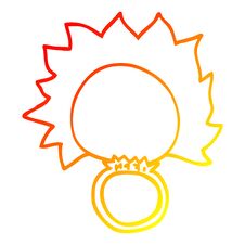 Warm Gradient Line Drawing Cartoon Fire Ball Ring Royalty Free Stock Photography