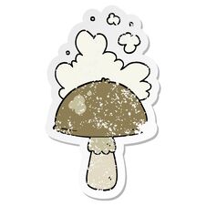 Free Distressed Sticker Of A Cartoon Mushroom With Spore Cloud Royalty Free Stock Photo - 256309275