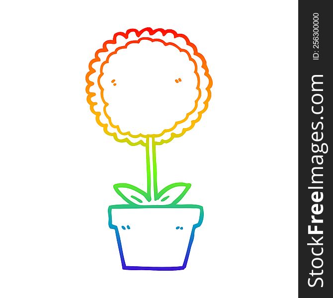 rainbow gradient line drawing of a cute cartoon flower