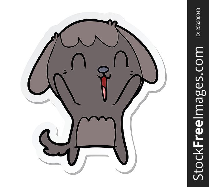 Sticker Of A Cute Cartoon Dog Crying