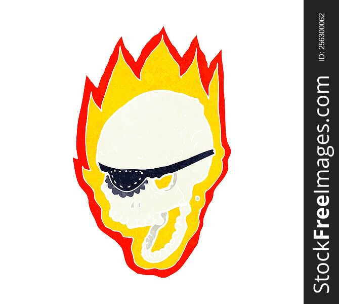 cartoon flaming pirate skull