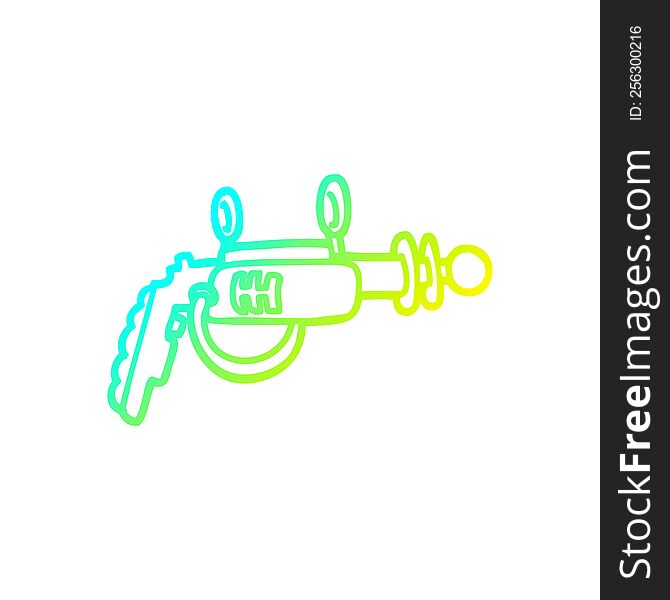 cold gradient line drawing of a cartoon ray gun