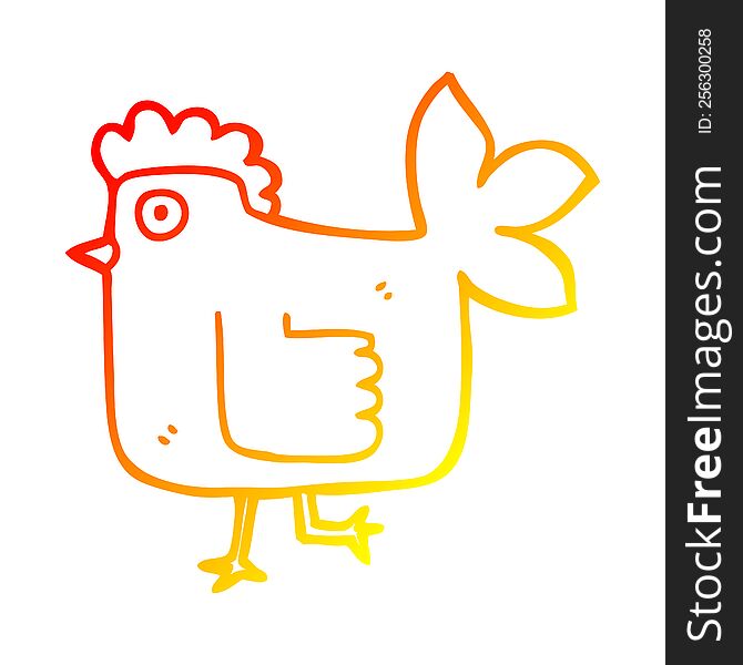 Warm Gradient Line Drawing Cartoon Chicken