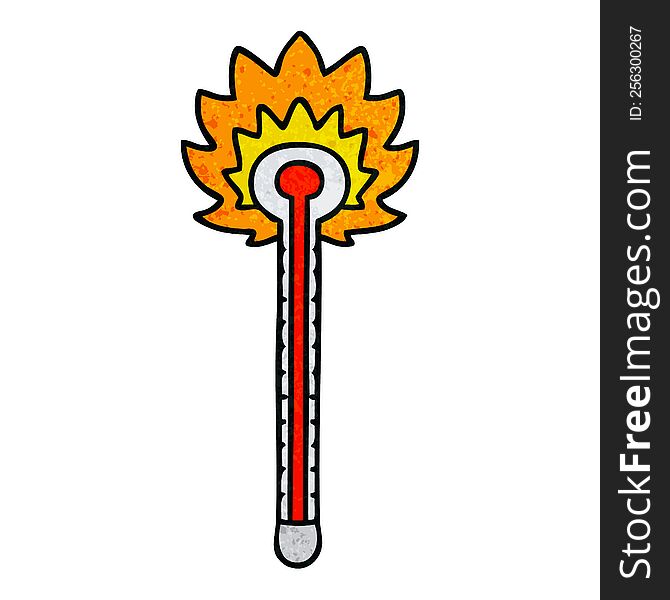 hand drawn quirky cartoon hot thermometer. hand drawn quirky cartoon hot thermometer