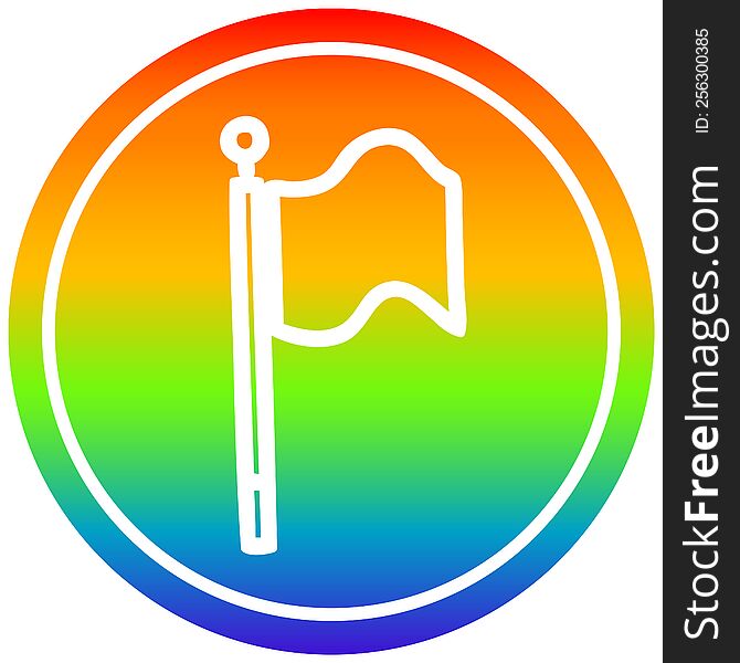Waving Flag Circular In Rainbow Spectrum