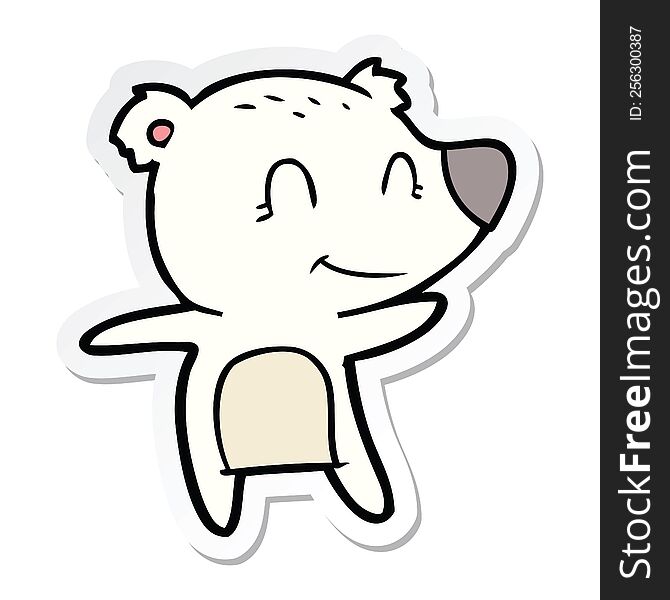 Sticker Of A Smiling Polar Bear Cartoon