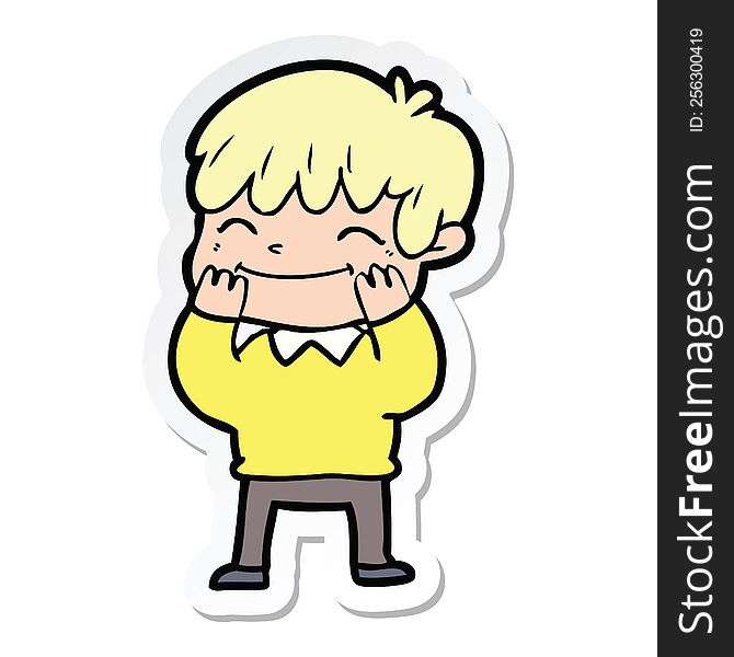 sticker of a cartoon happy boy