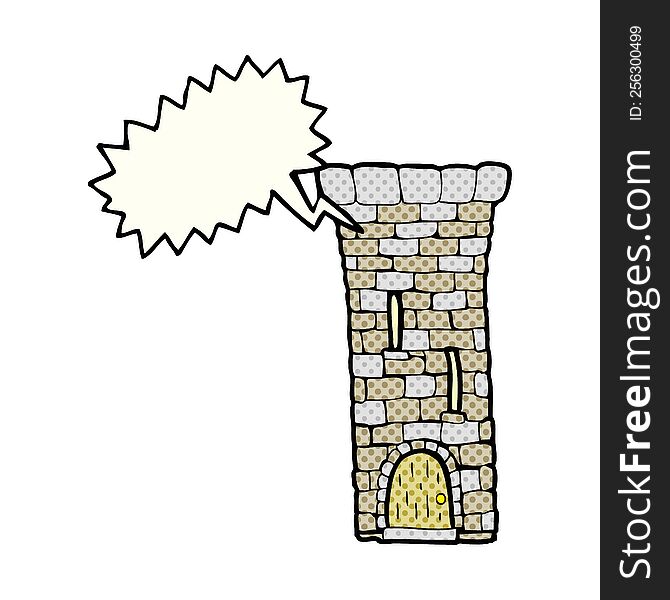 comic book speech bubble cartoon old castle tower