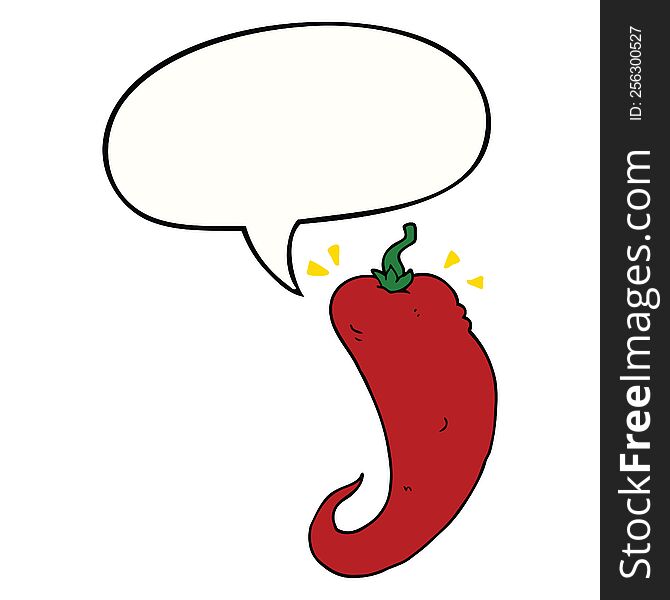 Cartoon Chili Pepper And Speech Bubble