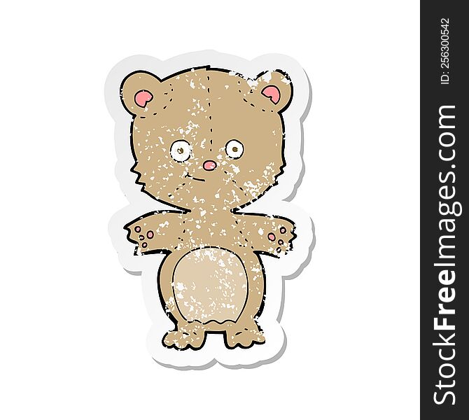 Retro Distressed Sticker Of A Cartoon Happy Teddy Bear