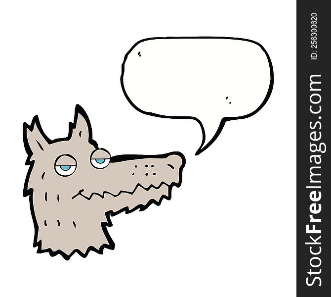 Cartoon Wolf Head With Speech Bubble
