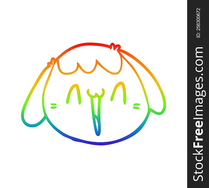 rainbow gradient line drawing of a cartoon dog face