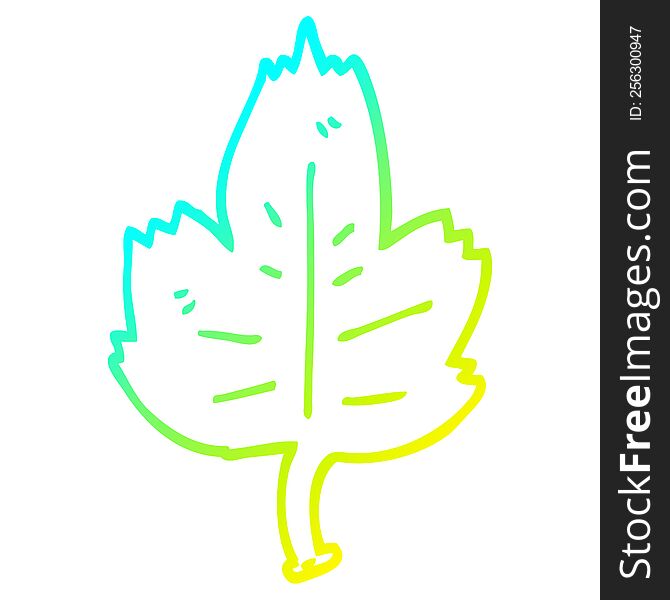 cold gradient line drawing of a cartoon leaf