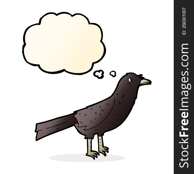 cartoon crow with thought bubble