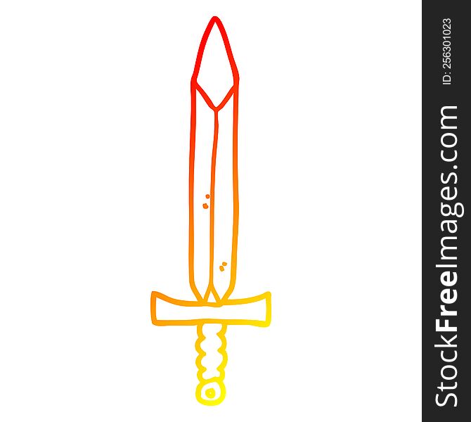 Warm Gradient Line Drawing Cartoon Sword