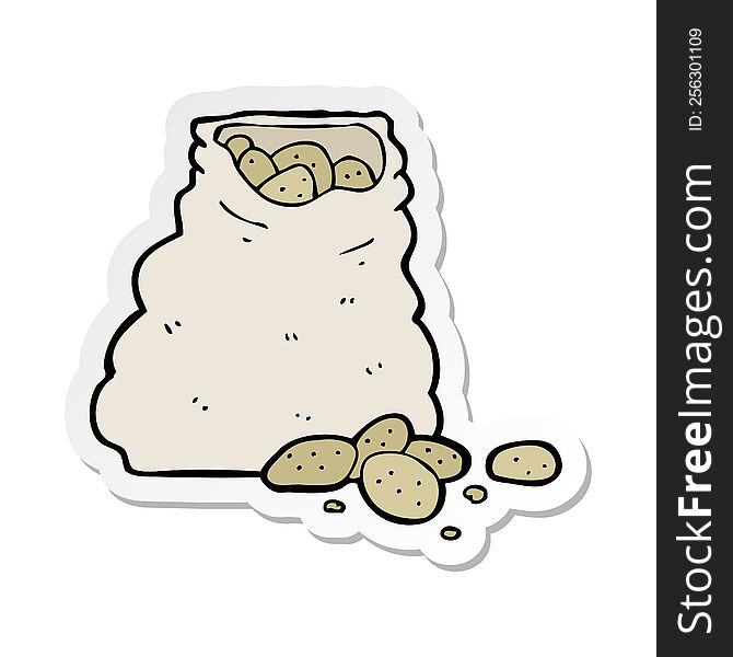 sticker of a cartoon sack of potatoes