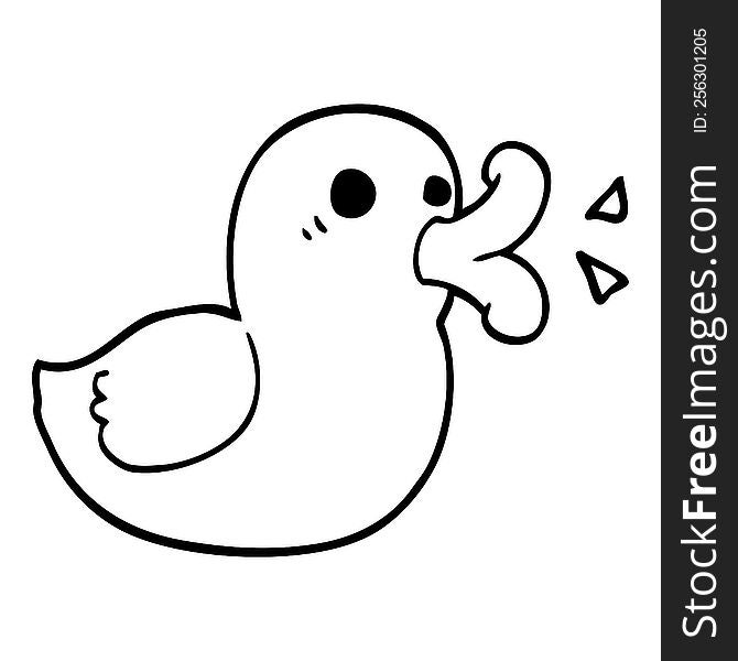 line drawing cartoon happy duck