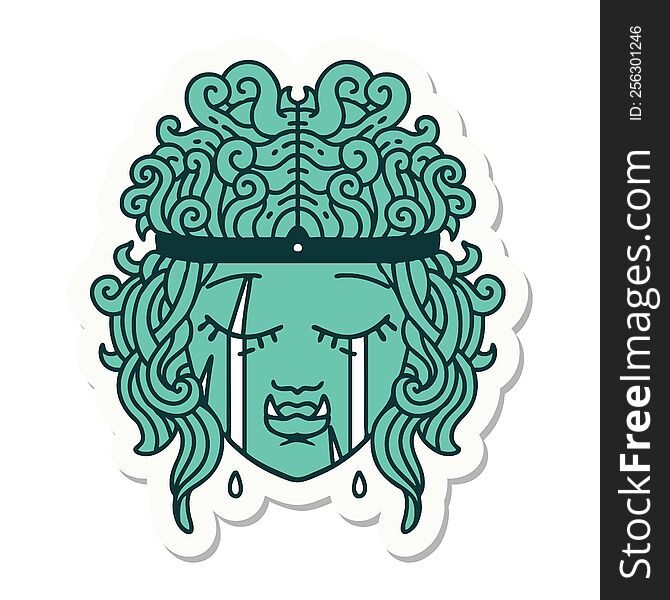 Sad Orc Barbarian Character Face Sticker