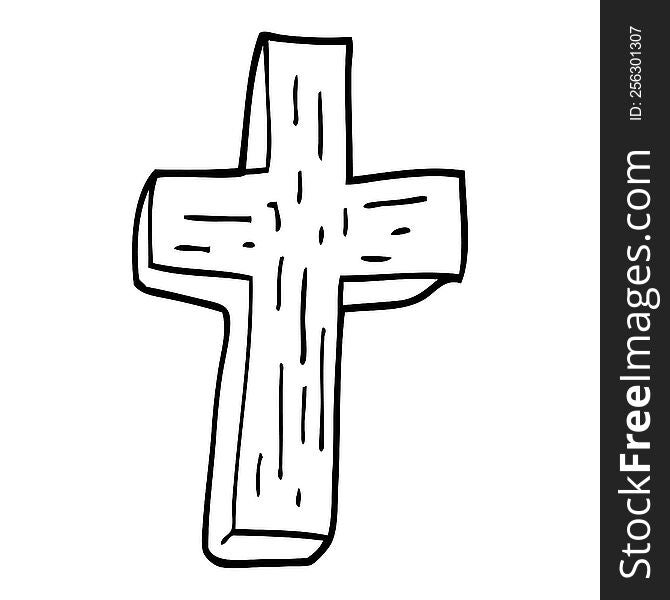 line drawing cartoon wooden cross