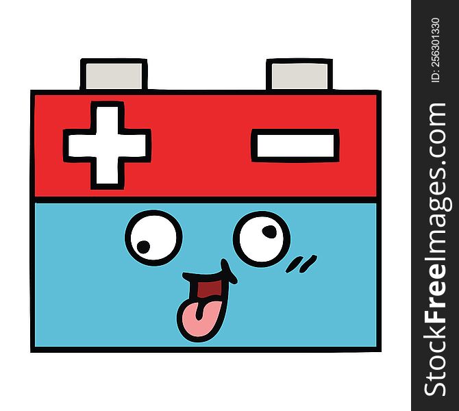 cute cartoon of a car battery. cute cartoon of a car battery