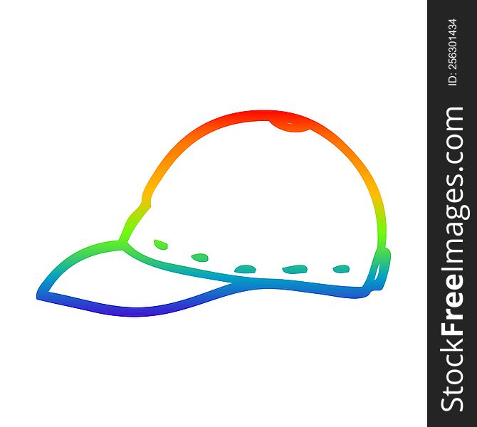 rainbow gradient line drawing of a cartoon cap