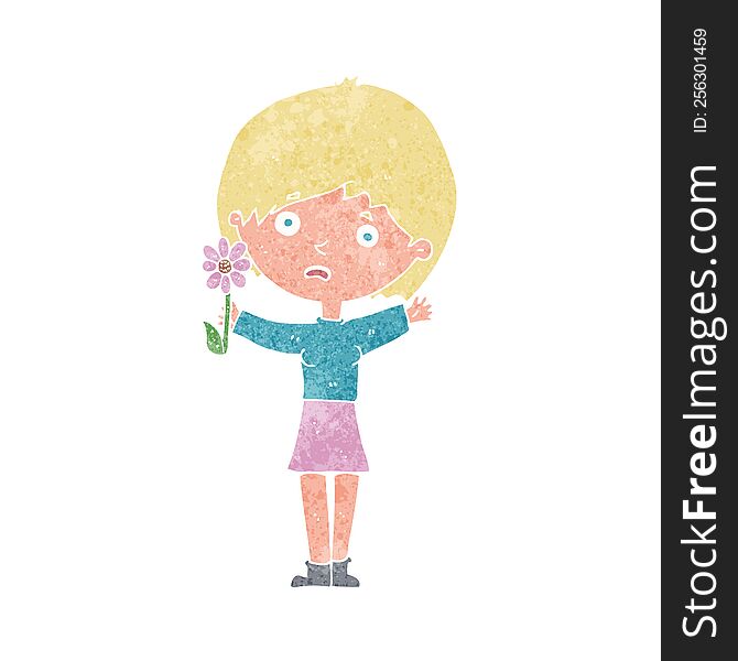 cartoon woman with flower