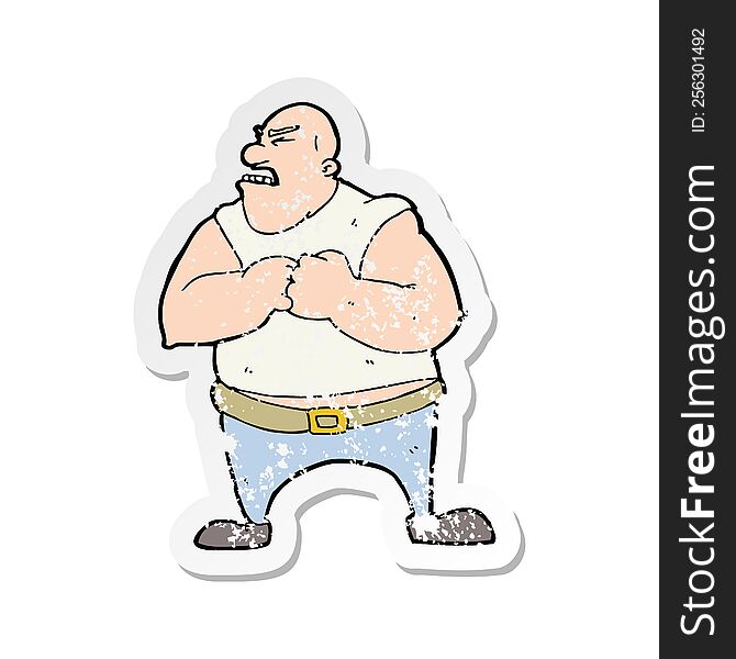 retro distressed sticker of a cartoon violent man