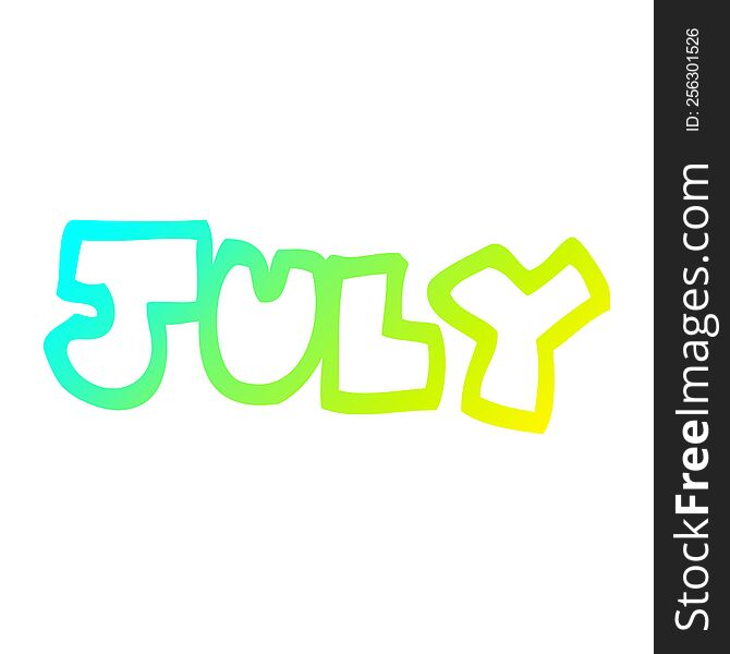 cold gradient line drawing of a cartoon month of july