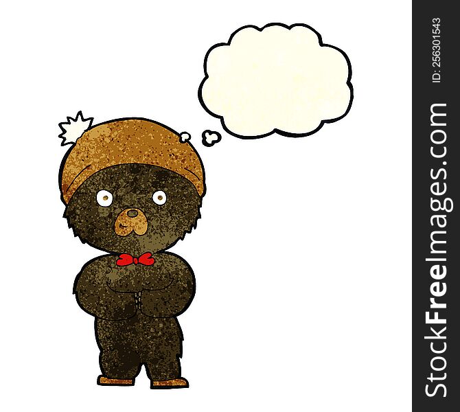 Cartoon Little Black Bear With Thought Bubble