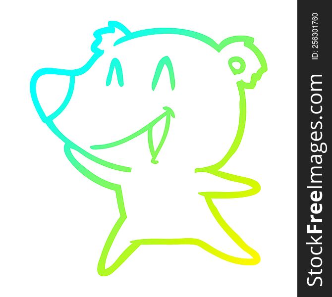 cold gradient line drawing of a laughing polar bear cartoon