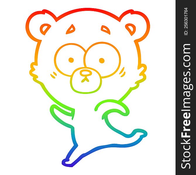 Rainbow Gradient Line Drawing Surprised Polar Bear Cartoon