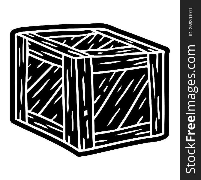 Cartoon Icon Drawing Of A Wooden Crate