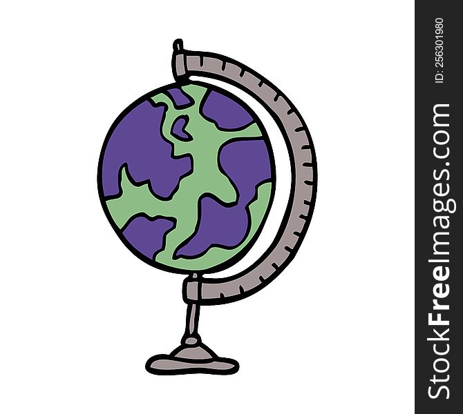 Cartoon Doodle Of A World Globe