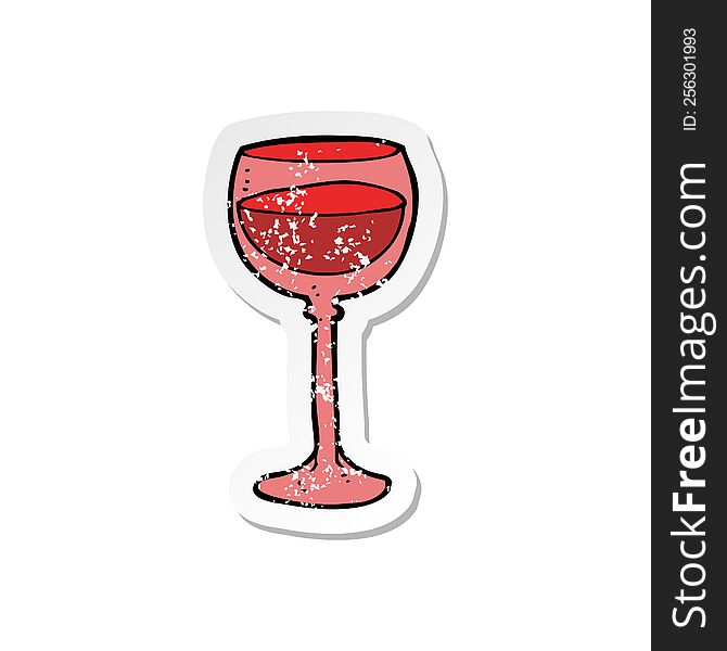 retro distressed sticker of a cartoon wine glass