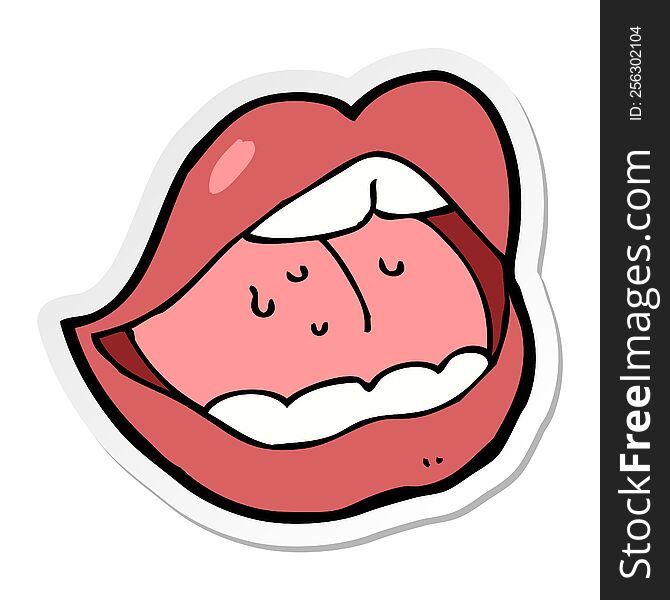 sticker of a cartoon open mouth