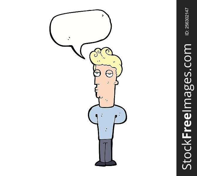 Cartoon Bored Man With Speech Bubble