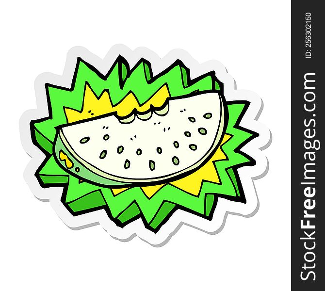 Sticker Of A Cartoon Melon Slice