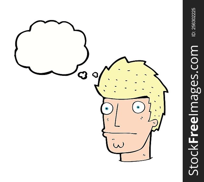 Cartoon Nervous Man With Thought Bubble