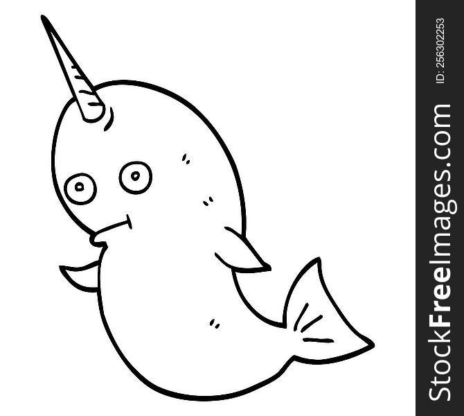 line drawing cartoon narwhal