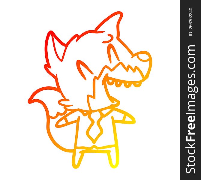 warm gradient line drawing laughing fox in shirt and tie