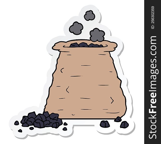 Sticker Of A Cartoon Sack Of Coal