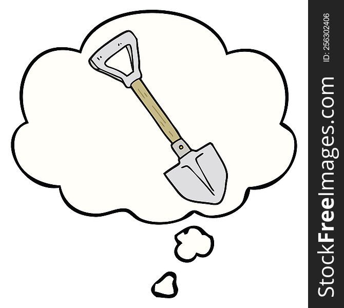 cartoon shovel with thought bubble. cartoon shovel with thought bubble