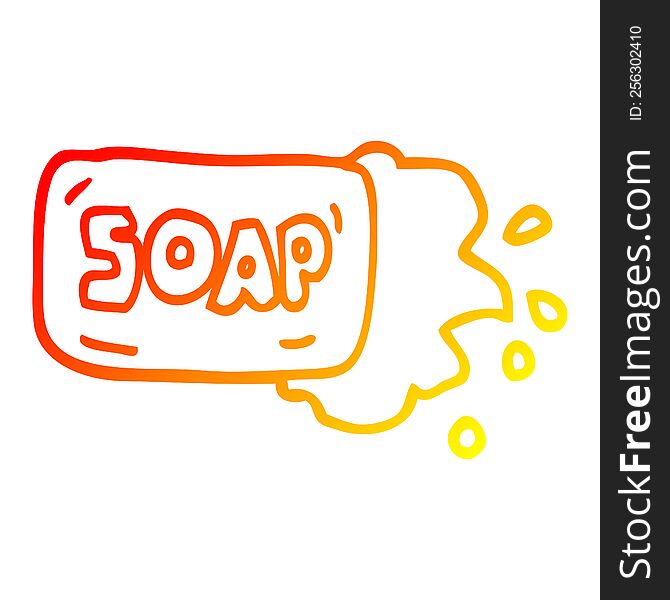 warm gradient line drawing of a cartoon bar of soap