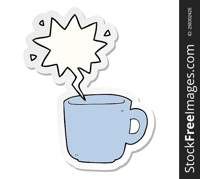Cartoon Coffee Cup And Speech Bubble Sticker