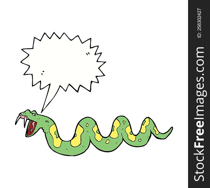 cartoon poisonous snake with speech bubble